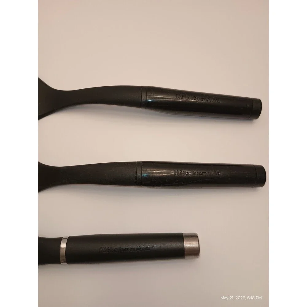 KitchenAid 3-Piece Black Utensil Set: Slotted Turner, Spatula, and Scraper